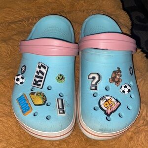 CROCS  Blue and Pink Fun Slippers
